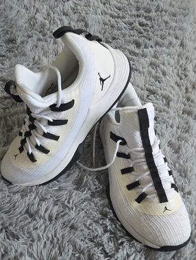 Jordan White and Black Low-Top Athletic Sneakers